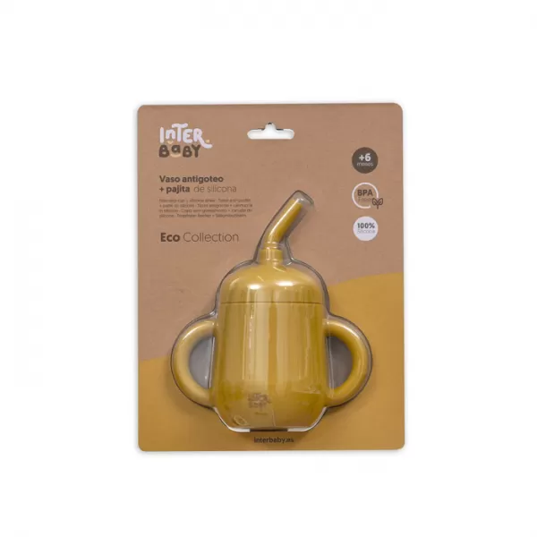 INTERBABY Lahvička s brčkem SILIKONOVÁ