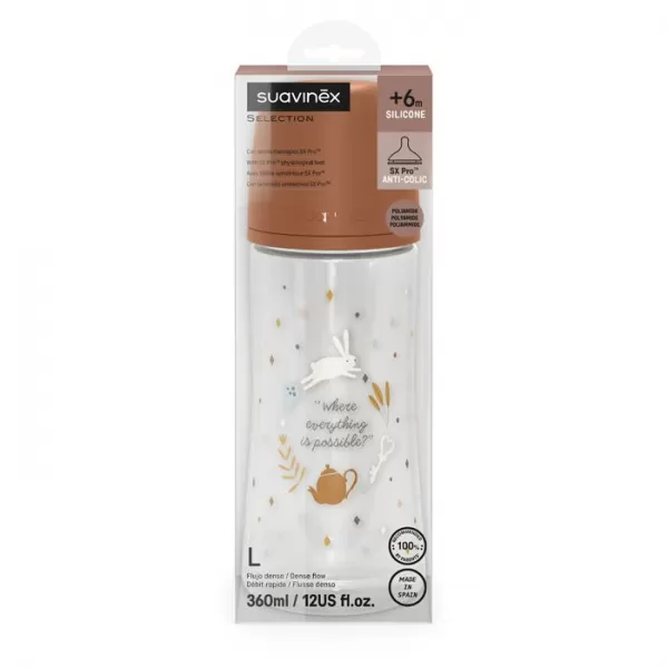 SUAVINEX Kojenecká láhev WONDERLAND 360ml FYZIOL PRŮTOK L