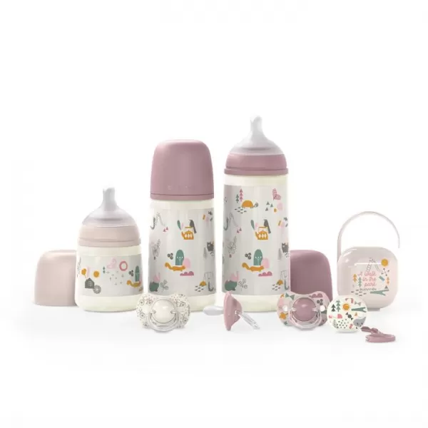 SUAVINEX Sada láhev 270ml + dudlík fyziologický 0/6m + klip Walk