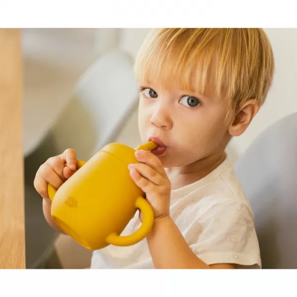 INTERBABY Lahvička s brčkem SILIKONOVÁ