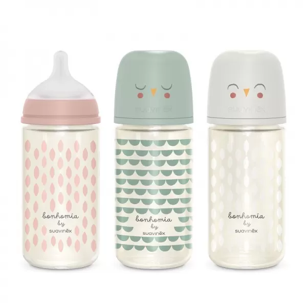 SUAVINEX Láhev sklo BONHOMIA 240 ml fyziologická SX PRO +3 MF