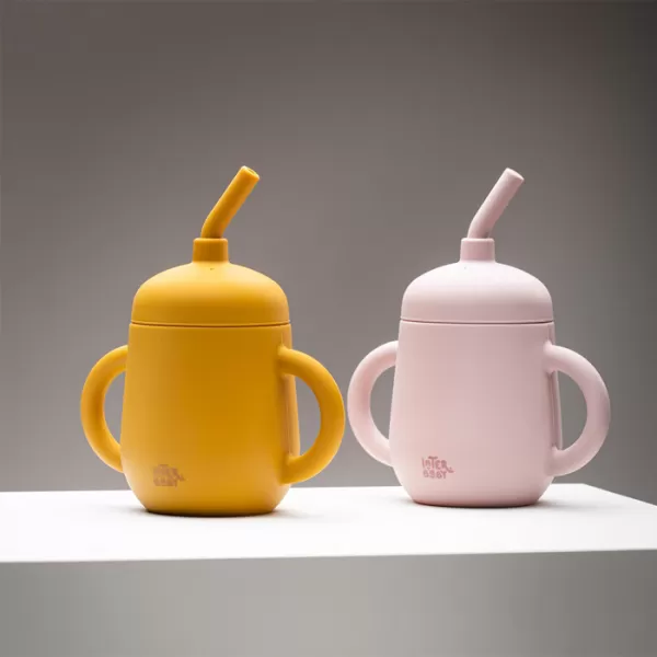 INTERBABY Lahvička s brčkem SILIKONOVÁ