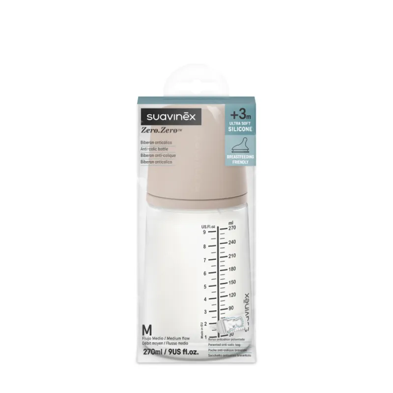SUAVINEX ZERO ZERO MEDIUM anti-koliková láhev 270 ml M
