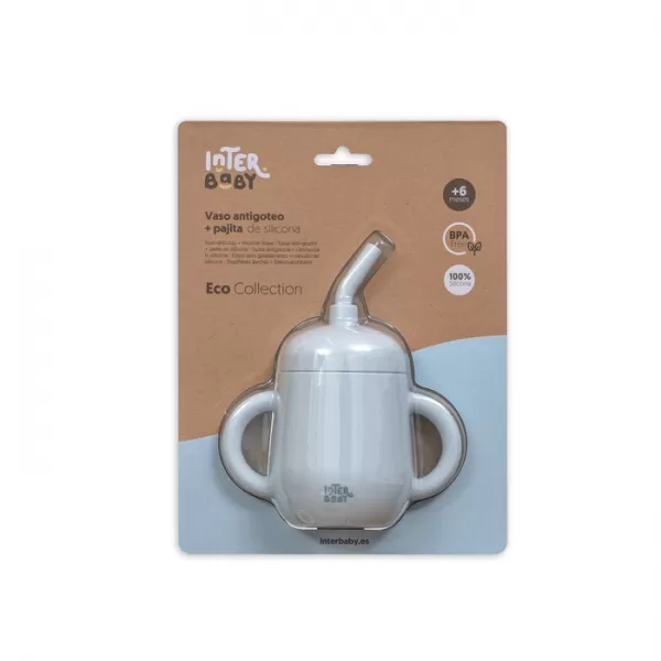 INTERBABY Lahvička s brčkem SILIKONOVÁ