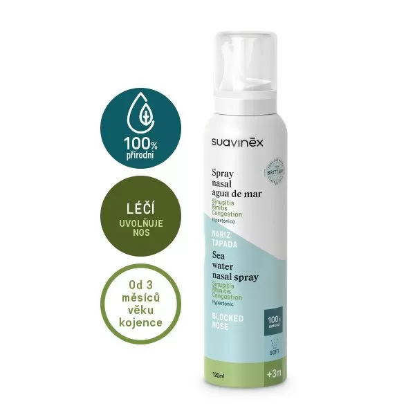 SUAVINEX NOSNÍ SPREJ HYPERTONICKÝ +3M 120ML 100% PŘÍRODNÍ