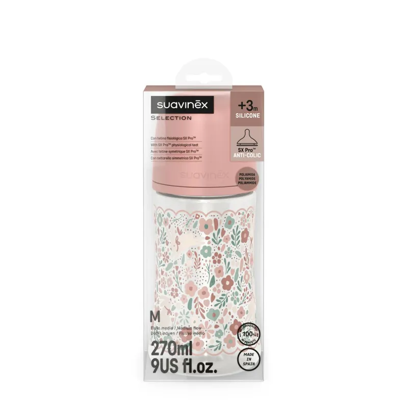 SUAVINEX | Kojenecká láhev WONDERLAND NEW 270ml FYZIOL PRŮTOK M