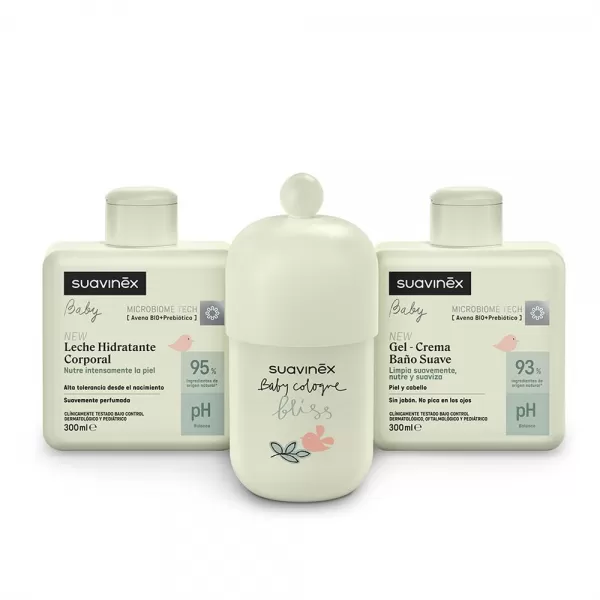 SUAVINEX SET HYDRATAČNÍ EMULZE 300ML + KRÉMOVÝ MYCÍ GEL 300ML + KOLÍNSKÁ VODA BLISS 100ML