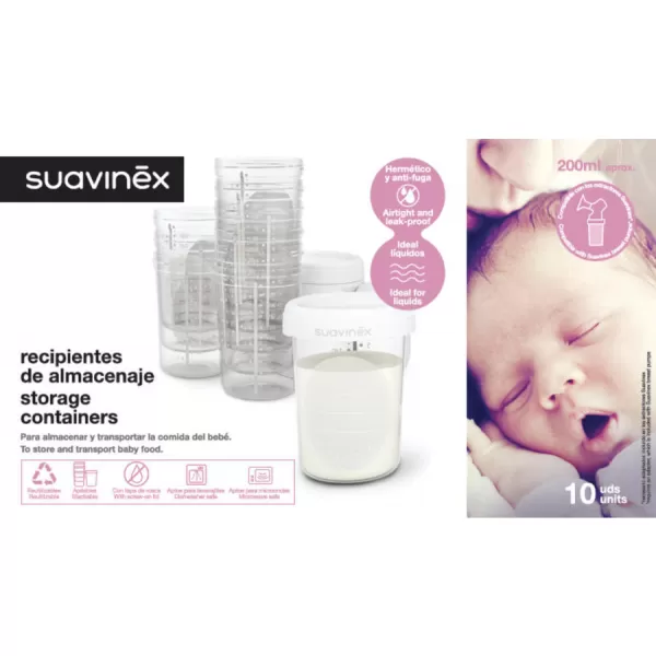 Suavinex Skladovací pohárky 200 ml - 10 ks