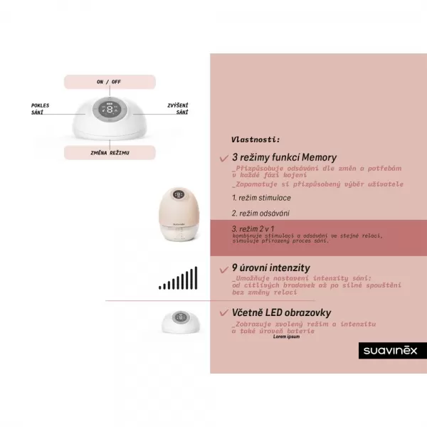 SUAVINEX ODSÁVAČKA MATEŘSKÉHO MLÉKA HANDS-FREE