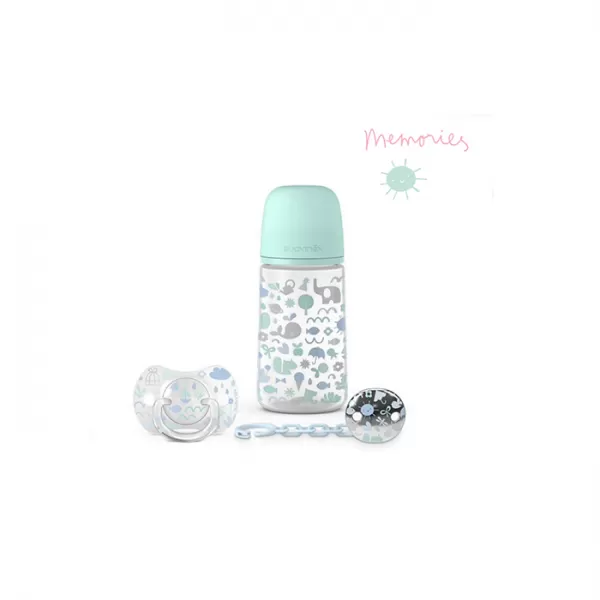 Suavinex SADA 270ml + DUDLÍK FYZIOLOGICKÝ 0/6M + KLIP MEMORIES