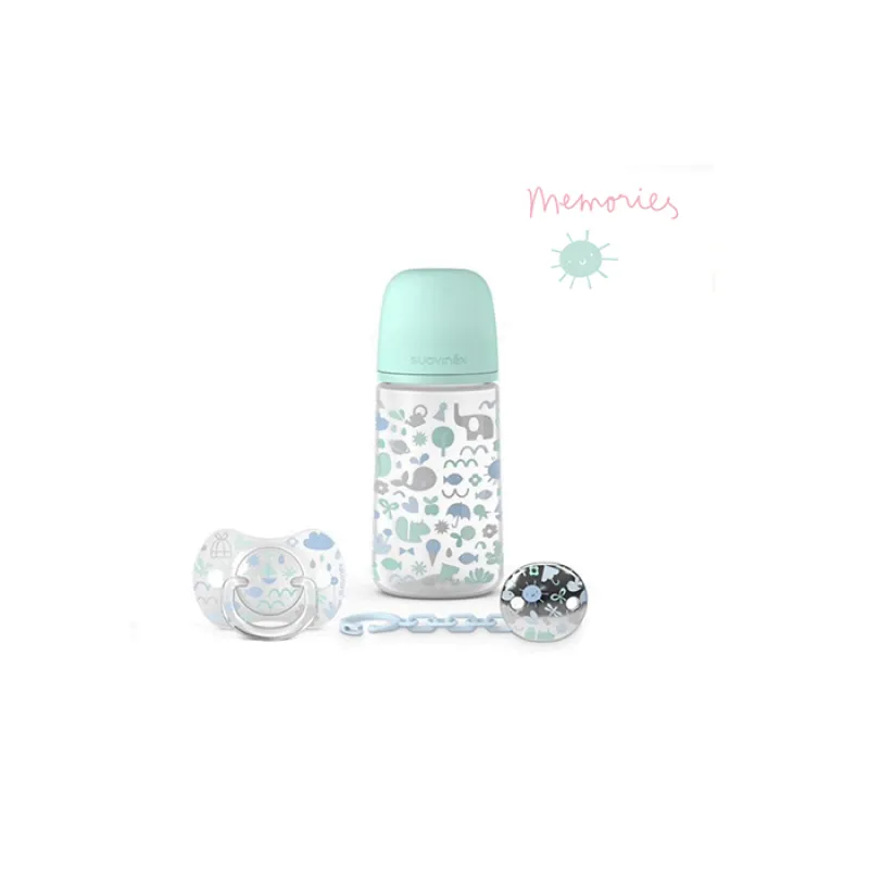 Suavinex SADA 270ml + DUDLÍK FYZIOLOGICKÝ 0/6M + KLIP MEMORIES