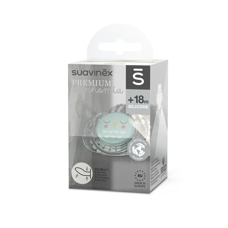 SUAVINEX Dudlík anatomický BONHOMIA +18 m SOVIČKA